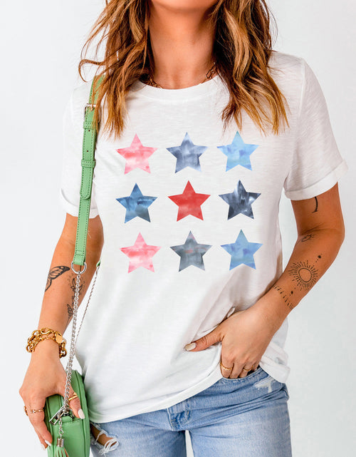 Load image into Gallery viewer, Star Round Neck Short Sleeve T-Shirt

