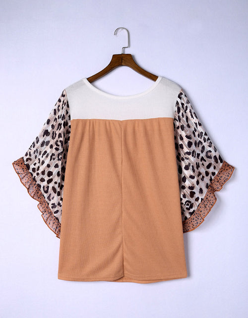 Load image into Gallery viewer, Plus Size Printed Color Block Ruffled Blouse
