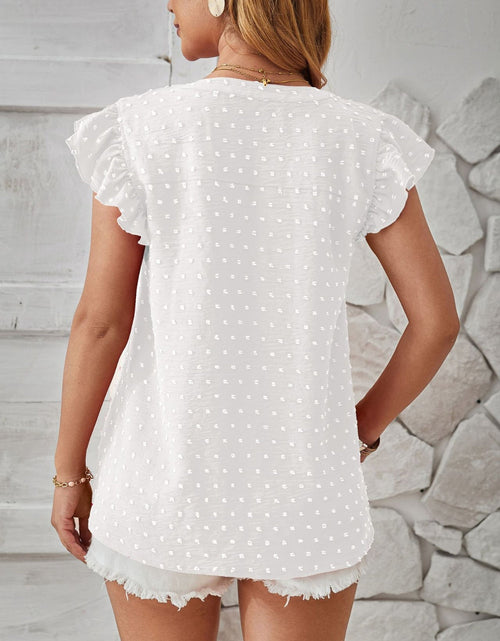 Load image into Gallery viewer, Swiss Dot Ruffled Cap Sleeve T-Shirt
