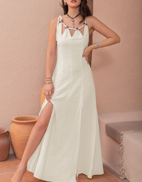 Load image into Gallery viewer, Swiss Dot Cutout Sleeveless Maxi Dress
