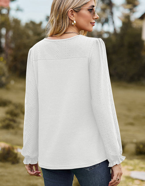 Load image into Gallery viewer, Eyelet Round Neck Flounce Sleeve T-Shirt
