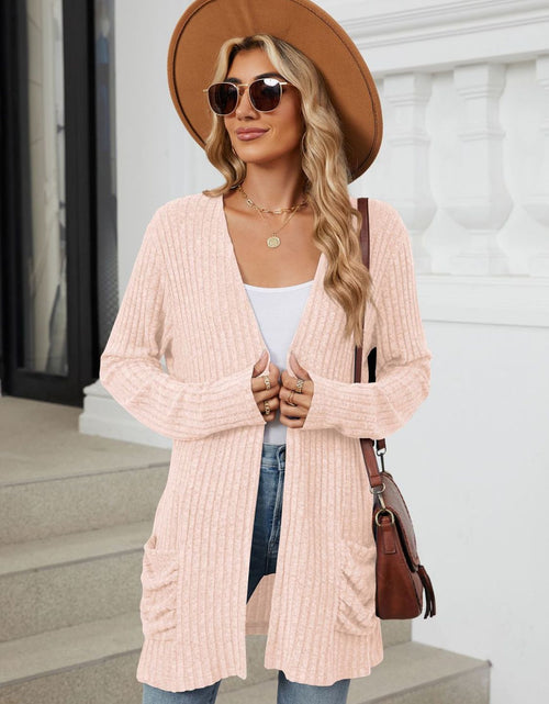 Load image into Gallery viewer, Pocketed Open Front Long Sleeve Cardigan
