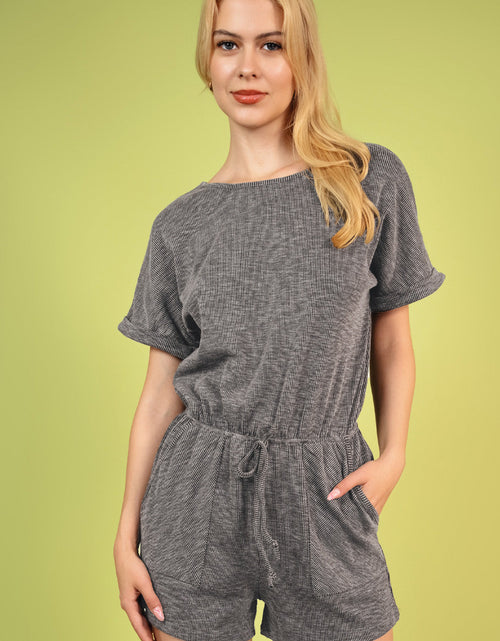 Load image into Gallery viewer, Round Neck Short Sleeve Romper with Pockets
