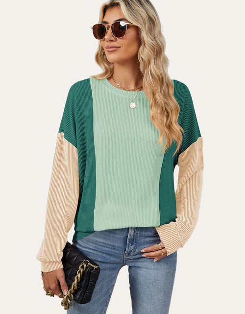 Load image into Gallery viewer, Double Take Texture Contrast Round Neck Long Sleeve T-Shirt
