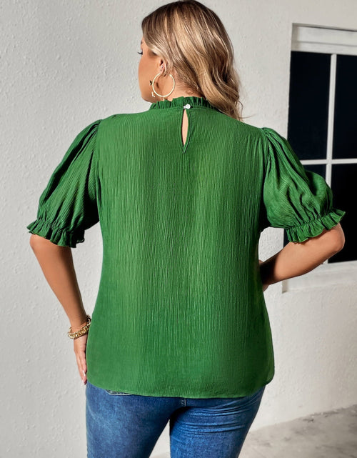 Load image into Gallery viewer, Honey Plus Size Round Neck Flounce Sleeve Blouse
