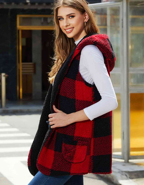 Load image into Gallery viewer, Plaid Hooded Vest

