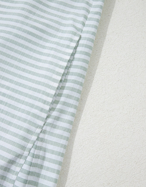 Load image into Gallery viewer, Striped Johnny Collar Long Sleeve Mini Shirt Dress
