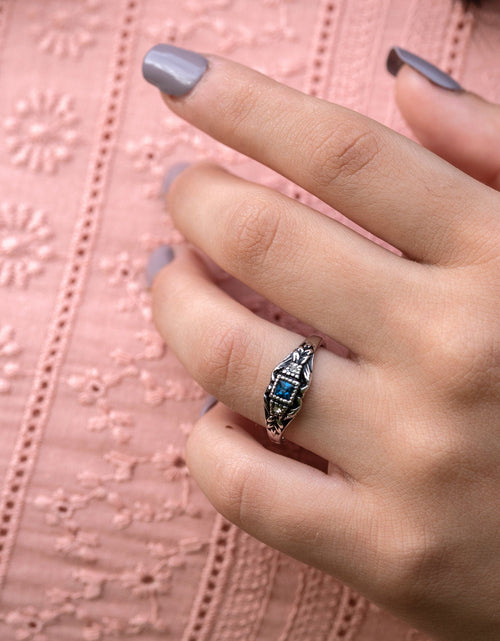 Load image into Gallery viewer, Vintage 1980's Ring Austrian Crystal 18k Antique YellwoWhite Gold Electroplated Made in the USA by PVD Vintage Jewelry
