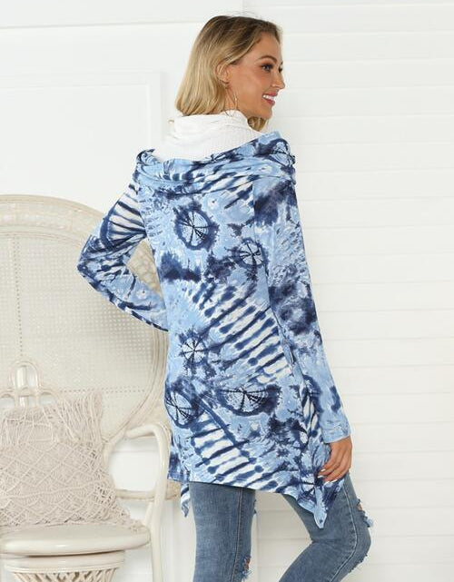 Load image into Gallery viewer, Printed Raglan Sleeve Mock Neck T-Shirt
