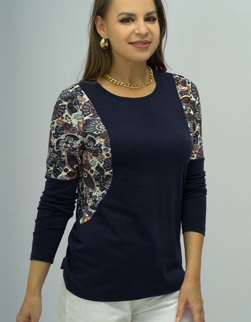 Load image into Gallery viewer, Shiny Round Neck Printed Shoulder Tee
