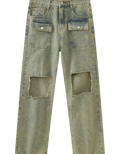 Load image into Gallery viewer, Raw Hem Distressed Jeans
