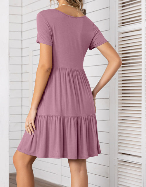 Load image into Gallery viewer, Round Neck Short Sleeve Mini Tee Dress
