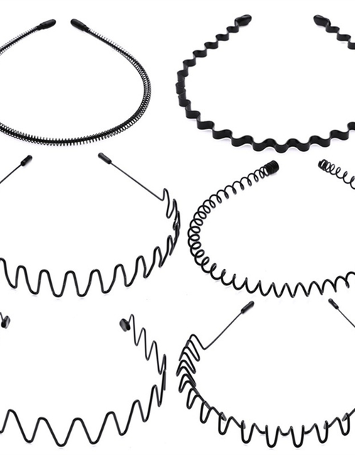 Load image into Gallery viewer, 6Pcs Metal Hair Headband Wave Style Hoop Band Comb Sports Hairband Men Women US

