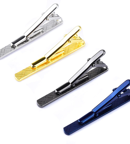 4PCS Mens Stainless Steel Tie Clip Necktie Bar Clasp Clamp Pin Gold Black Silver