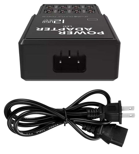 Multi 12 Port USB Charging Station Hub Desktop Wall Cell Phone Charger Organizer
