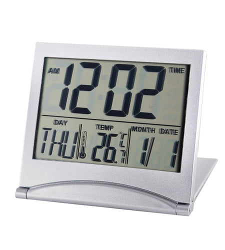 Digital Travel Alarm Clock Foldable Temperature LCD Clock Compact Desk Timer New