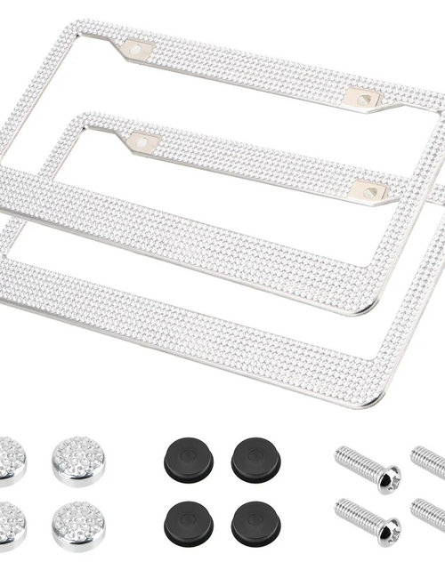 Load image into Gallery viewer, 2PCS Bling License Plate Frame Glitter Crystal Sparkling Rhinestone Diamond Caps
