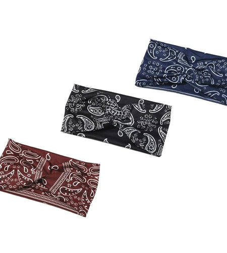 3PCS Boho Headbands Leopard Hair Bands Knotted Turban Wraps Stripe Cloth Elegant
