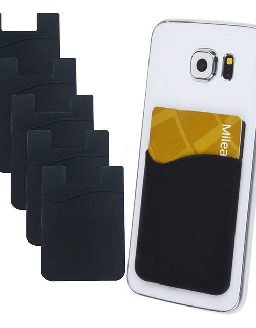 Load image into Gallery viewer, 5x Silicone Credit Card Holder Cell Phone Wallet Pocket Sticker Adhesive Black
