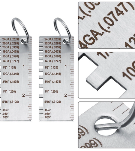 2PCS Thickness Gage Sheet Metal Gauge Measuring Tool Wire Gauge Stainless Steel