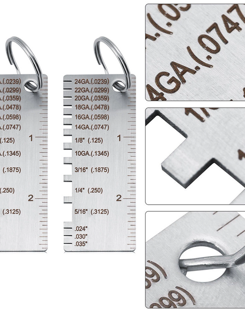 Load image into Gallery viewer, 2PCS Thickness Gage Sheet Metal Gauge Measuring Tool Wire Gauge Stainless Steel
