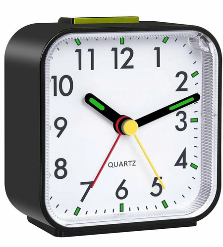 LED Desk Alarm Clock Nightlight Snooze Quiet Non Ticking Battery Powered Bedroom