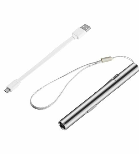5" LED USB Rechargeable Mini Tactical Flashlight Stainless Steel Torch Pen Light