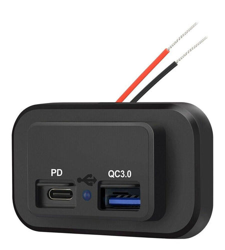 12-24V 4.8A Dual USB PD QC3.0 Car Boat RV Fast Charger Socket LED Power Outlet