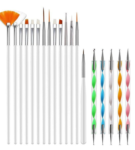 20PCS/Set Nail Art Design Dotting Painting Drawing Polish Brush Pen Tools UV Gel