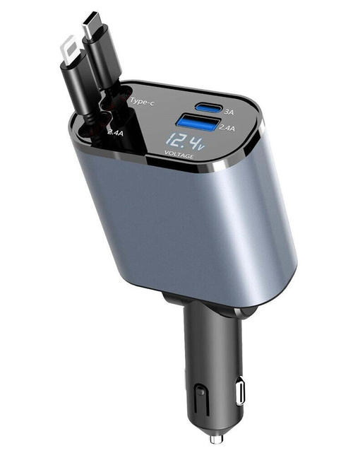 Load image into Gallery viewer, Retractable Car Charger 4 in 1 Fast Car Phone Charger 120W With USB Type C Cable
