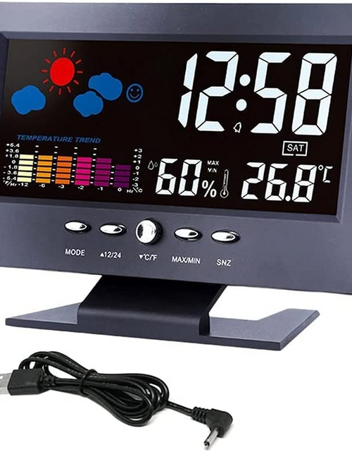 Load image into Gallery viewer, LED Digital Alarm Clock Snooze Calendar Thermometer Hygrometer Weather Display
