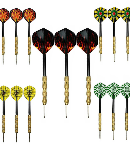 5 Sets (15Pcs) Steel Tip Professional Darts Set Darts Slim Barrel Dart Flights