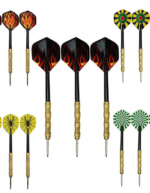 Load image into Gallery viewer, 5 Sets (15Pcs) Steel Tip Professional Darts Set Darts Slim Barrel Dart Flights
