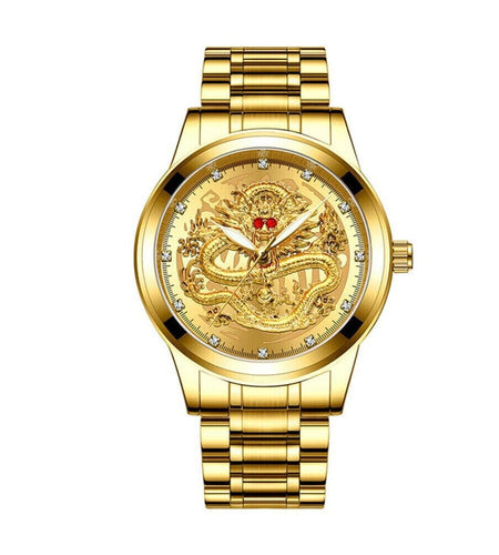Business Gift Waterproof Gold Men's Diamond Quartz Watch Classic Stainless Steel