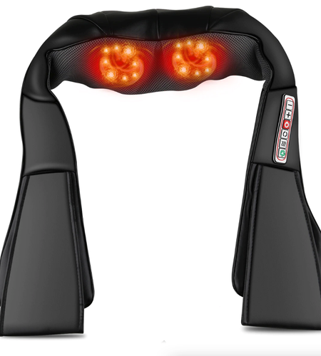 Shiatsu Back Neck and Shoulder Massager with Heat Deep Tissue 3D Kneading Pillow