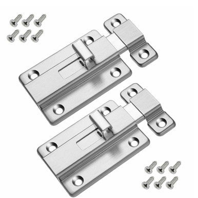 Load image into Gallery viewer, 2Pcs Stainless Steel Latch Sliding Silver Doors Lock Keyless Door Bolt For Doors
