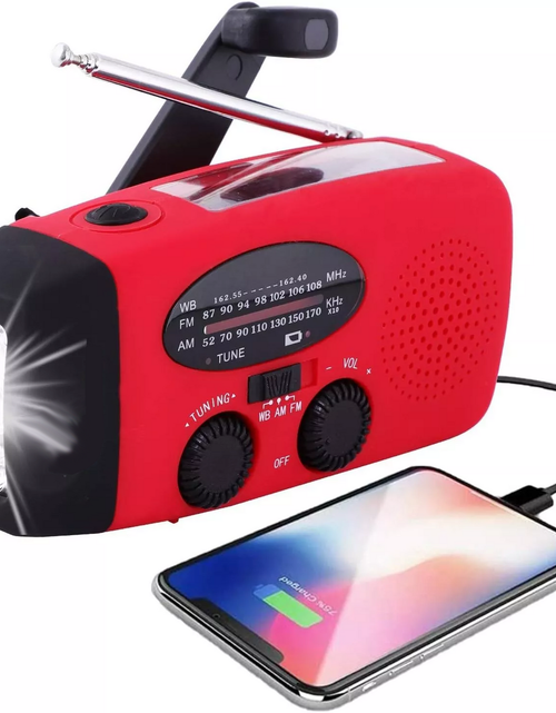 Load image into Gallery viewer, Emergency Radio Crank Solar Hand Weather 1000mAh Power Bank Charger Flash Light
