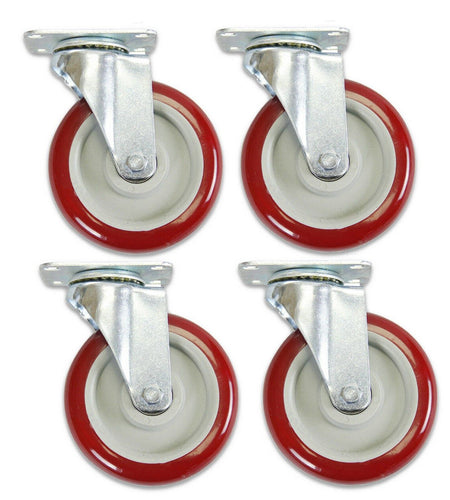 4 Pack 5 Inch Caster Wheels Swivel Plate Polyurethane Wheels Heavy Duty Wheels
