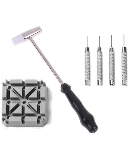 Watch Repair Band Link Remover Tool Kit - Hammer Punch Pins Watch Strap Holder