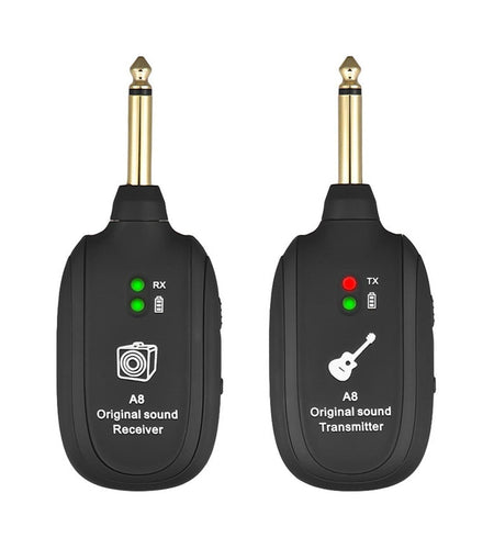 UHF Guitar Wireless System Transmitter+Receiver Built In Rechargeable Battery
