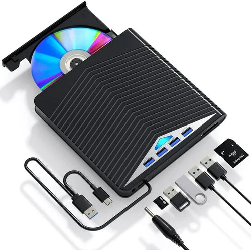 Load image into Gallery viewer, External CD DVD Drive for PC Laptop Windows 11 10 USB 3.0 Burner Reader Writer
