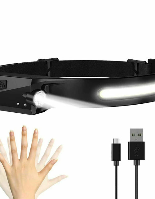 Load image into Gallery viewer, COB LED Headlamp USB Rechargeable Headlight Torch Work Light Bar Head Band Lamp
