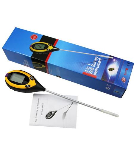4 In 1 LCD Digital Soil Tester PH Water Moisture Temperature Sunlight Plant Test