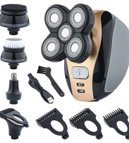 5-in-1 Rotary Electric Shaver 4D Rechargeable Bald Head Hair Beard Trimmer Razor