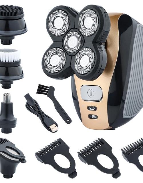 Load image into Gallery viewer, 5-in-1 Rotary Electric Shaver 4D Rechargeable Bald Head Hair Beard Trimmer Razor
