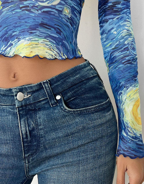 Load image into Gallery viewer, Starry Sky Cropped Mesh T-Shirt
