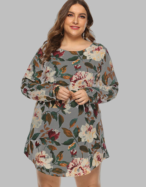 Load image into Gallery viewer, Full Size Floral Long Sleeve Mini Dress
