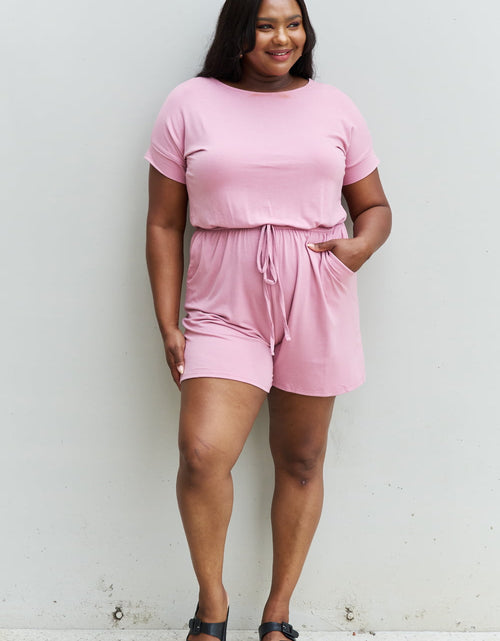Load image into Gallery viewer, Zenana Chilled Out Full Size Short Sleeve Romper in Light Carnation Pink
