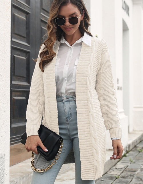 Load image into Gallery viewer, Open Front Cable-Knit Cardigan
