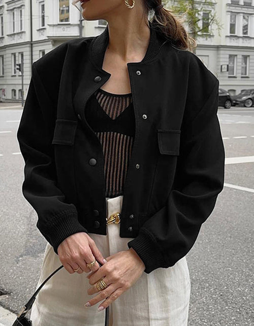 Load image into Gallery viewer, Pocketed Snap Down Baseball Collar Jacket
